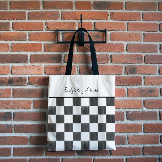 Painted Black Checkerboard Pattern Personalized Tygkasse
