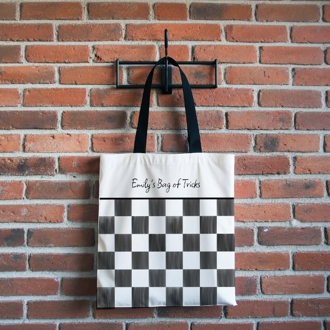 Painted Black Checkerboard Pattern Personalized Tygkasse (Skapare uppladdad)