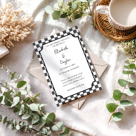 Painted Black Checkerboard Pattern Wedding Inbjudningar
