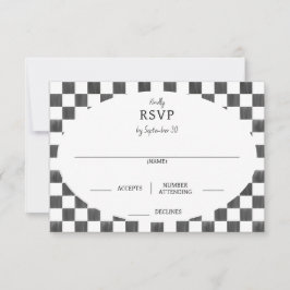 Painted Black Checkerboard Pattern Wedding OSA Kort