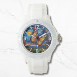 Painted Butterfly Starry Night Sky Elegant Womans Armbandsur<br><div class="desc">Painted Butterfly Starry Night Sky Elegant Womans Watches features a trendy colorful painted butterfly with the moon and stars in the background. Created by Evco Studio www.zazzle.com/store/evcostudio</div>