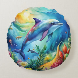 Painted Dolphin Rund Kudde