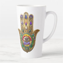 Painted Gold Hamsa Amethyst Ruby Third Eye