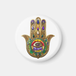 Painted Gold Hamsa Amethyst Ruby Third Eye Magnet
