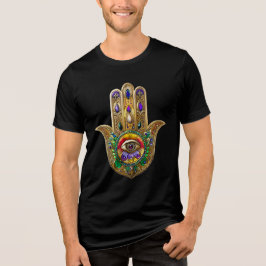 Painted Gold Hamsa Amethyst Ruby Third Eye T Shirt