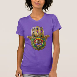 Painted Gold Hamsa Amethyst Ruby Third Eye T Shirt