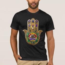 Painted Gold Hamsa Amethyst Ruby Third Eye T Shirt