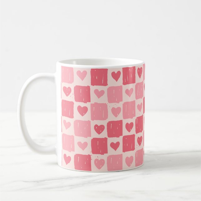 Painted Hearts Love Pattern Classic Mug Kaffemugg (Vänster)