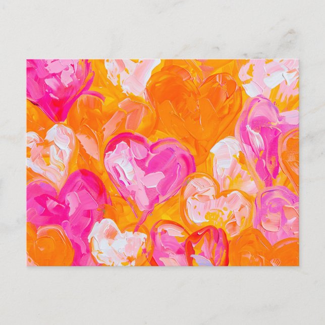 Painted Hearts Vibrant Abstract Valentine’s Day Ba Vykort (Framsida)