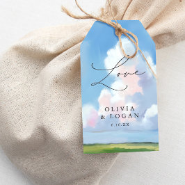 Painted Landscape Blue Sky Cloud Wedding Favor Presentetikett