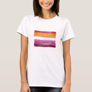 PAINTED LESBISK PRIDE FLAGGA SUNSET RAND T SHIRT