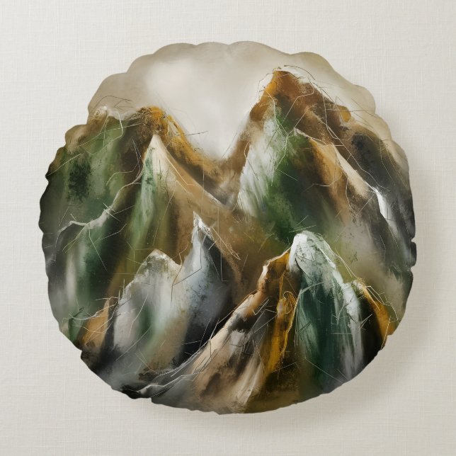 Painted Mountains  Rund Kudde (Framsidan)