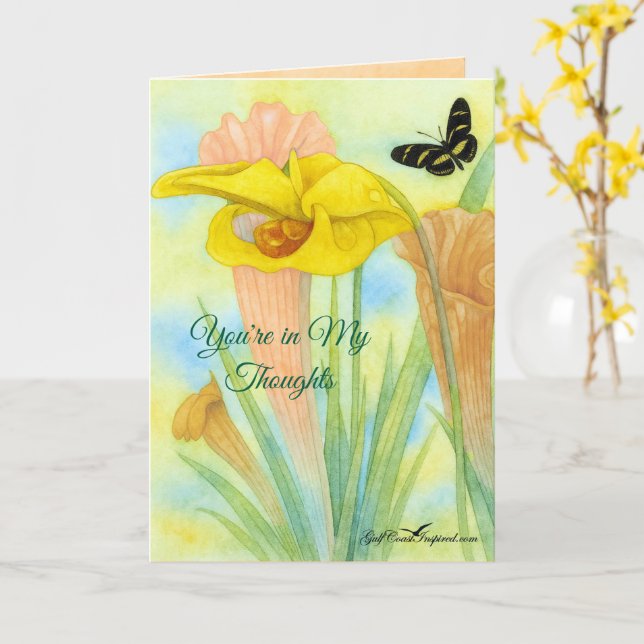 Painted Petals Pitcher Plant Folded Greeting Card Kort (Gul blomma)