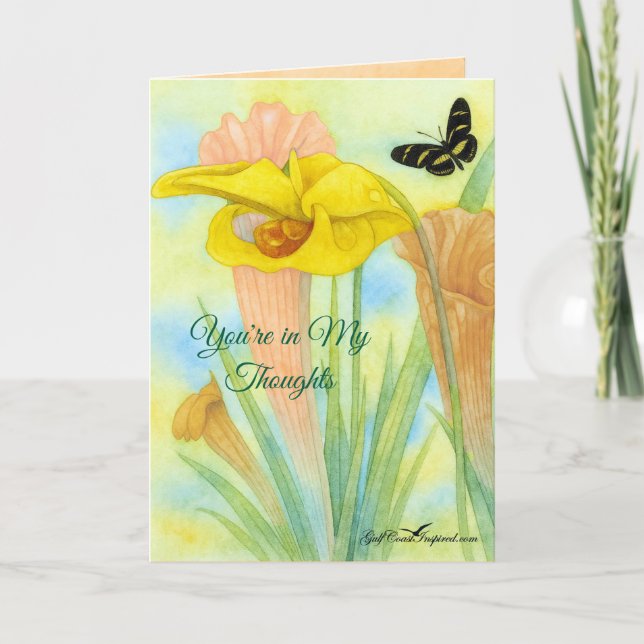 Painted Petals Pitcher Plant Folded Greeting Card Kort (Framsida)