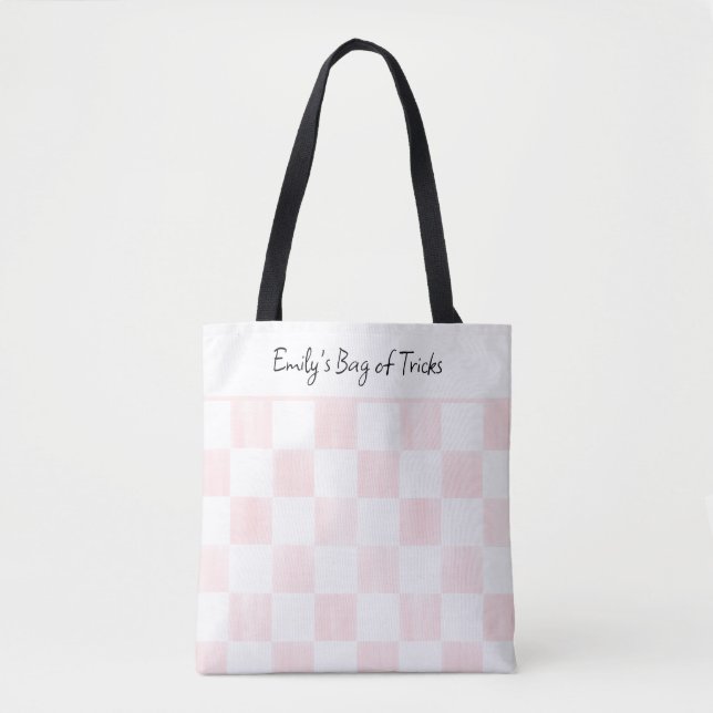 Painted Pink Checkerboard Pattern Personalized Tygkasse (Framsida)
