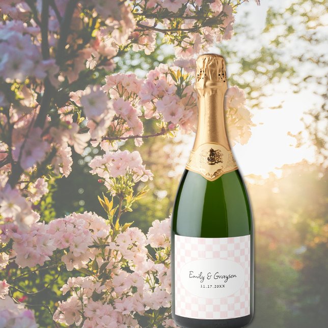 Painted Pink Checkerboard Pattern Wedding (Skapare uppladdad)