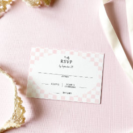 Painted Pink Checkerboard Pattern Wedding OSA Kort