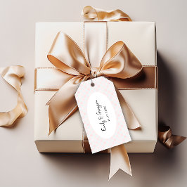 Painted Pink Checkerboard Pattern Wedding Presentetikett