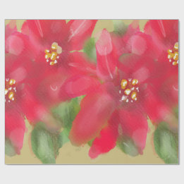 Painted Red and Green Poinsettia Christmas Design Presentpapper