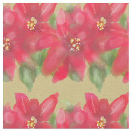 Painted Red and Green Poinsettia Christmas Design Tyg