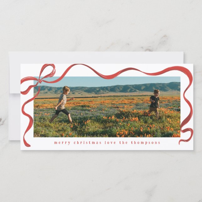 Painted Red Ribbon Long Landscape Holiday Photo (Framsida)