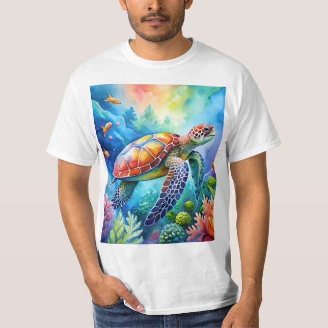 Painted Sea Turtle  T Shirt (Framsida)