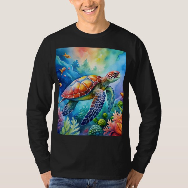 Painted Sea Turtle  T Shirt (Framsida)