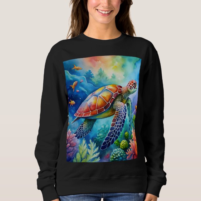 Painted Sea Turtle  T Shirt (Framsida)