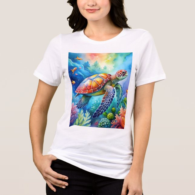 Painted Sea Turtle  T Shirt (Framsida)