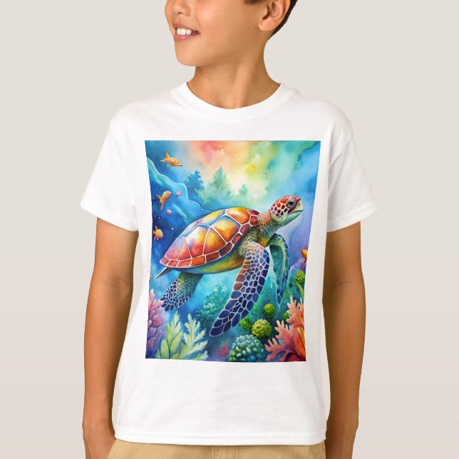 Painted Sea Turtle  T Shirt (Framsida)