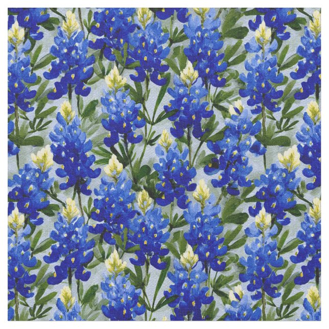 Painted Style Bluebonnet fabric Tyg (Närbild)