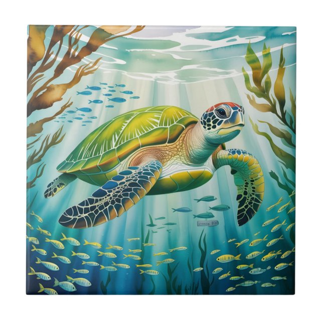 Painted Turtle Kakelplatta (Framsidan)