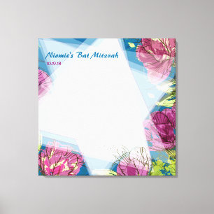 PAINTED VÅR BLOMMOR Bat mitzvah Sign-In Board Canvastryck