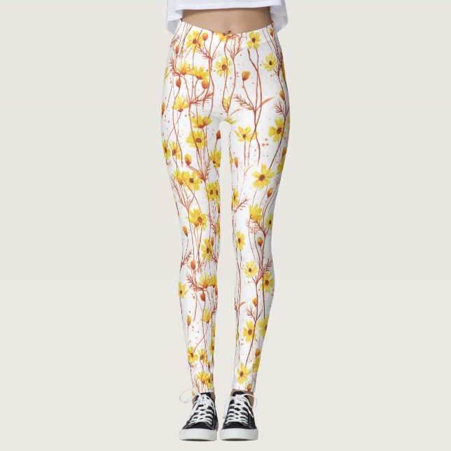 Painted Yellow Daisies Leggings (Framsida)