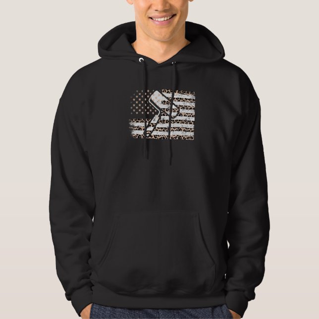 Painter American Flagga Leopard Skriv ut oss Flagg Hoodie (Framsida)