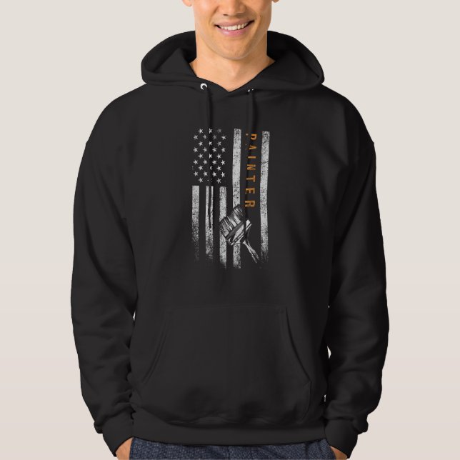 Painter American Flagga Painting Hoodie (Framsida)