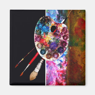 PAINTER ARTIST FÄRG PALETTE OCH BRUSHES MAGNET