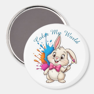 Painter Bunny Sticker - "Färg My World" Magnet
