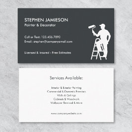 Painter & Decorator Painting Services Grey & White Visitkort