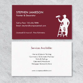 Painter & Decorator Painting Services Red White Visitkort