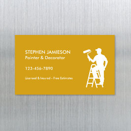 Painter & Decorator Painting Services Yellow White Magnetiska Visitkort