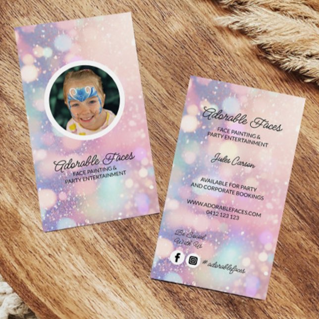 Painter-foto för Cute Modern Glitter Ansikte Visitkort (Skapare uppladdad)
