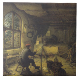 Painter i sin workshop (Artists Studio) Kakelplatta