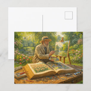 Painter i trädgård från konststorybook helg vykort
