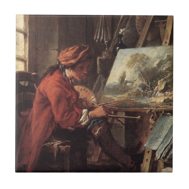 Painter in Hans Studio (av François Boucher) Kakelplatta (Framsidan)