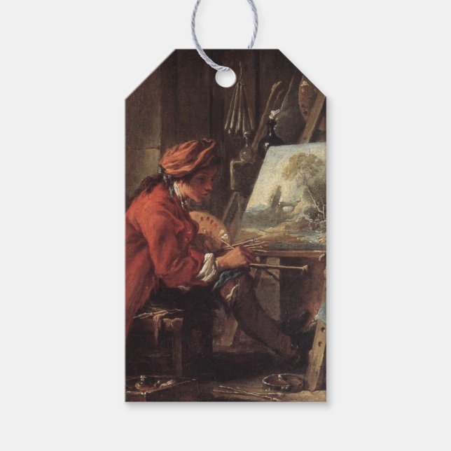 Painter in Hans Studio (av François Boucher) Presentetikett (Framsidan)