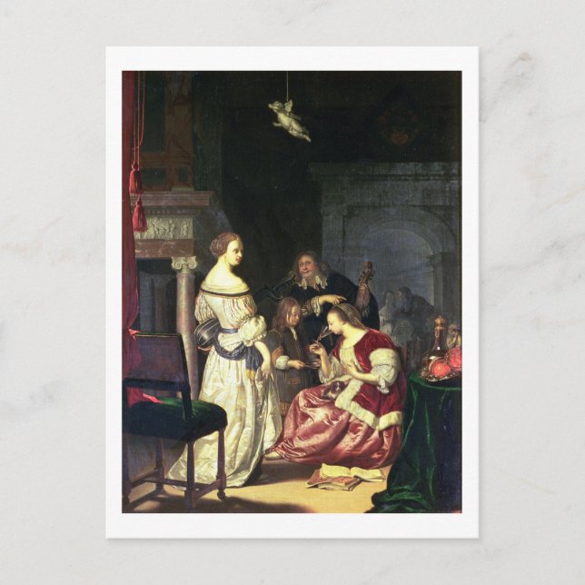 Painter med sin familj, 1675 (olja på panelen) vykort (Framsida)