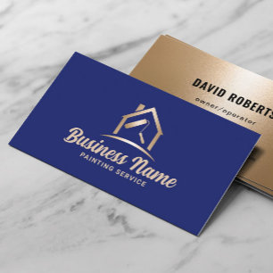 Painter Navy Blue & Guld Painting Service Visitkort