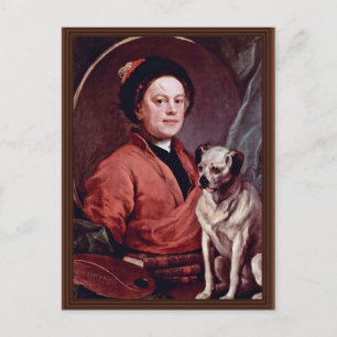 Painter och hans pug Självporträtt vid Hogarth, Vykort