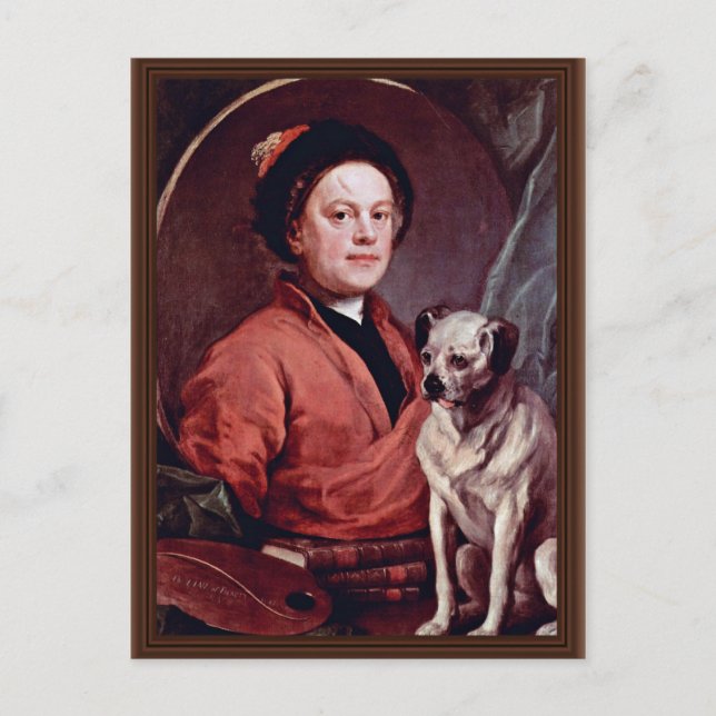 Painter och hans pug Självporträtt vid Hogarth, Vykort (Framsida)